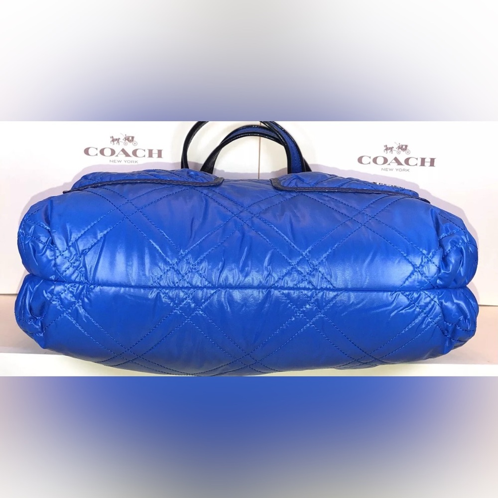 Coach 15873 Blue Quilted Snow Bunny Poppy Ski Glam Designer Purses Bag Tote - Picture 4 of 12